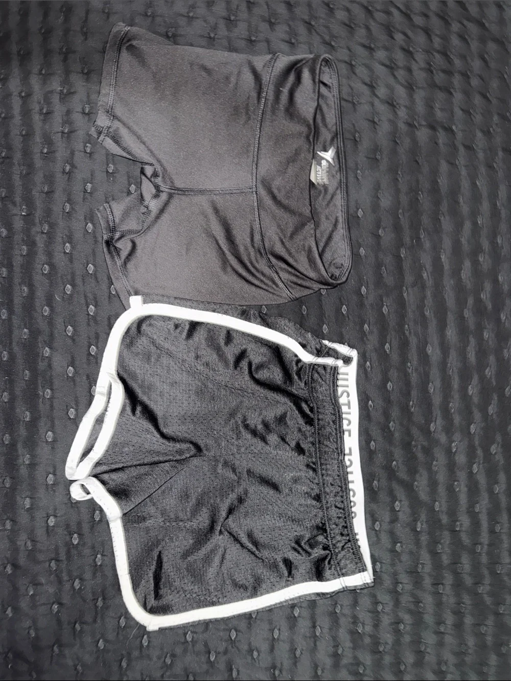 Justice Black Shorts Set with White Trim